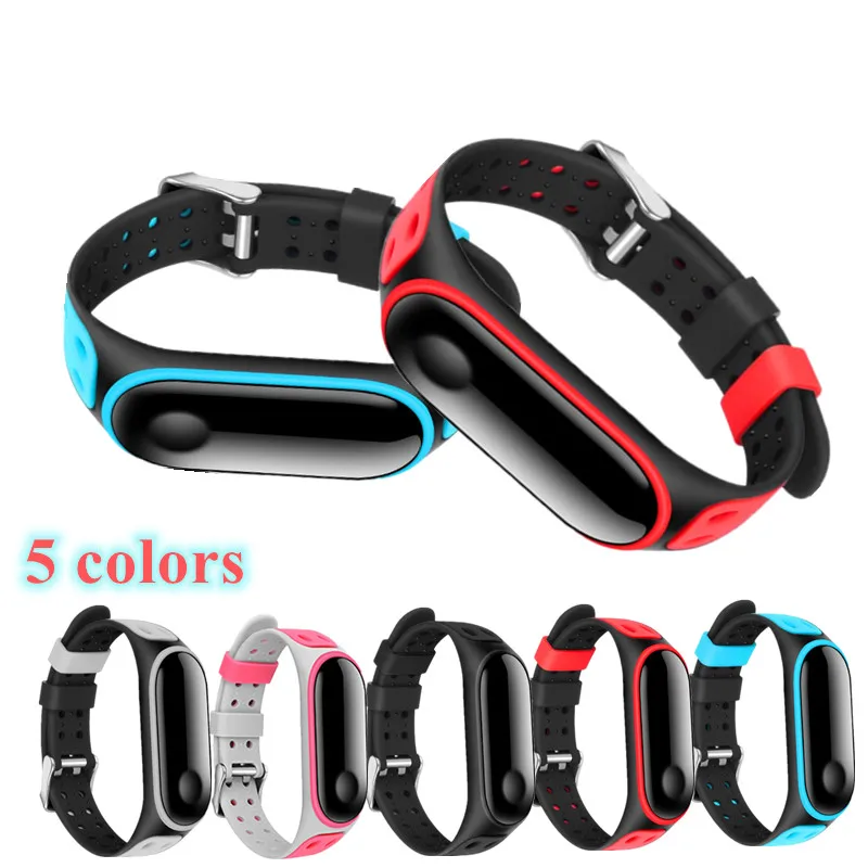 

Double-breasted Mi Band 4 3 Bracelet sport Silicone watch wrist Bracelet accessories smart for Xiaomi mi band3 4 strap