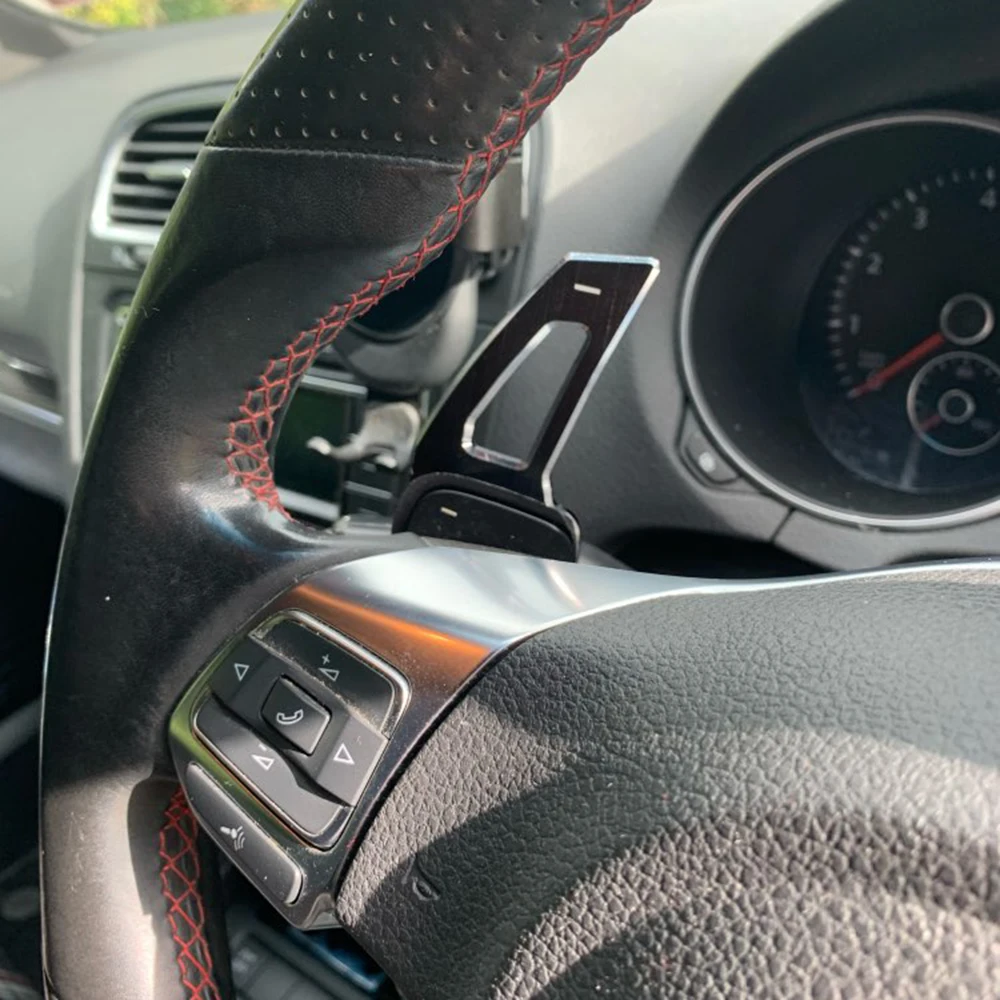 Steering Wheel Trim Cover Aluminum Alloy Add-On Steering Wheel DSG Paddle Shifters Extension For VW Tiguan Golf 6 MK5 MK6 Jetta GTI R20 R36 CC Scirocco carbon fiber paddle shift,wheel steering adapter,steering wheel trim cover