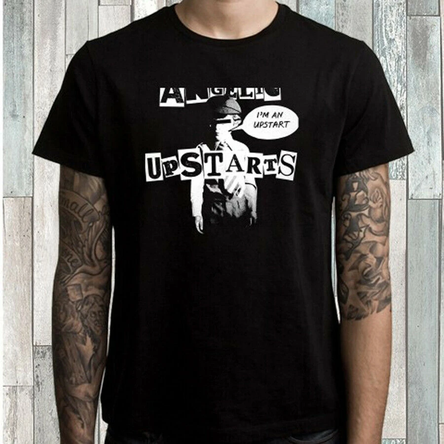 Rare Angelic UPSTARTS *Punk Rock Band Men's Black T-Shirt Size S M L XL 2XL 3XL 