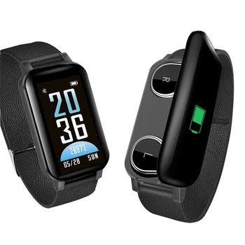 

2 In 1 Wireless Bluetooth 5.0 Earphones LCD Panel Waterproof Smart Bracelet Multifunction 130mAh TWS Bluetooth Earphone