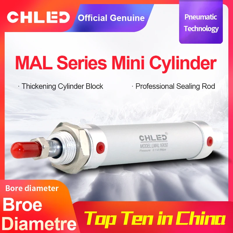 CHLED MAL Series Mini Pneumatic Cylinder16/20/25/32/40mm Bore 25-300mmStroke Double Acting Aluminum Alloy pnumatic Air Cylinder