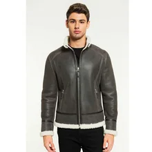 Новинка, мужская серая куртка из овчины, Турецкая овчина, повседневная кожаная куртка, Мужская Шуба