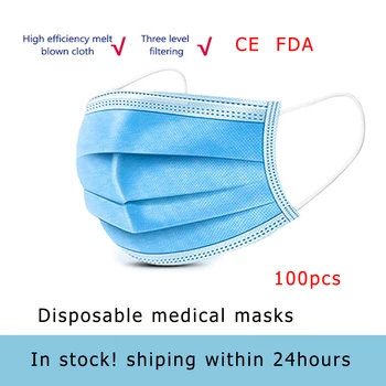 

Within 24hours shipping!50/100pcs Disposable Mask Anti-dust Breathable Mouth Mask Kids Adult Ear loop Face Filter Masks CE FDA