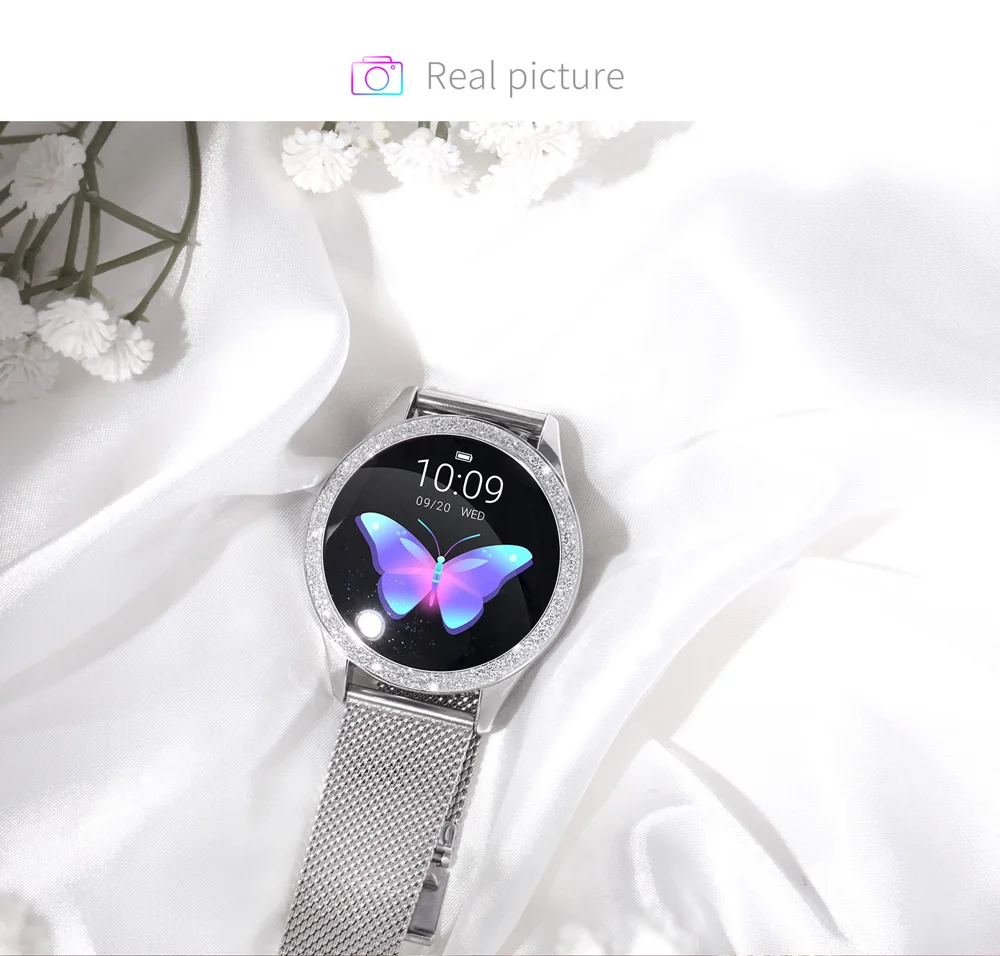 Bluetooth Смарт часы для женщин полный экран алмаз умные часы из сплава монитор сердечного ритма спортивные женские часы для IOS Andriod xiaomi KW20