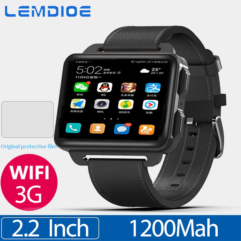 Умные часы LEM4 Pro умные с 2 дюймовым экраном 3G Android 5 1 GPS Wi Fi Гб + 16 ГБ большой