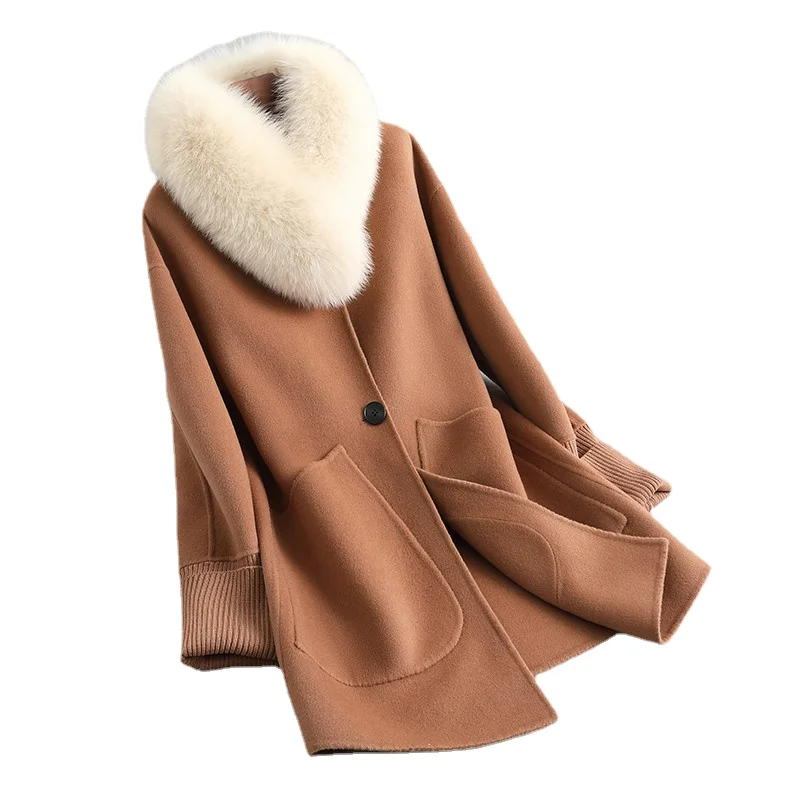 

PUDI Women Real Wool Fur Parka Trench Winter Female Warm Fox Collar Coat Jacket CT141