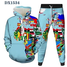 

National flag 3d printed hoodie men's sweater men's casual autumn and winter sportswear hoodie suit