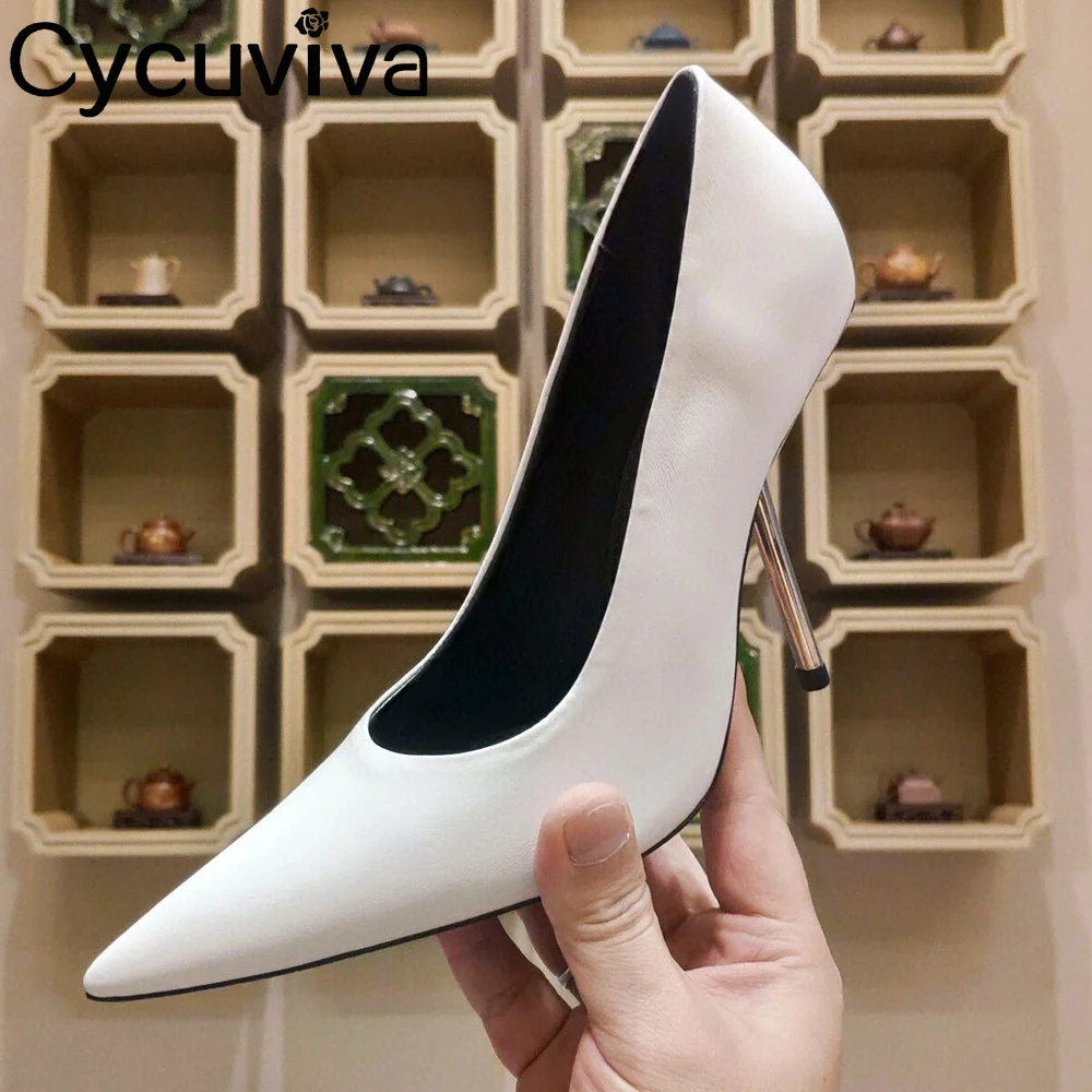

New Sexy Real Leather Women Sandals Pointed Toe Slip On High Heel Shoes For Women Party Wedding Super High Heels Female Shoes
