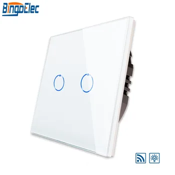 

Bingoelec EU/UK Standard 2 Gang 1 Way Remote Dimmer/Fan Light Switch White Tempered Glass Panel Wall Switch