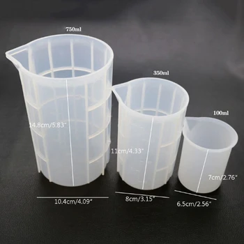 

3Pcs 100ml 350ml 750ml Flexible Silicone Measuring Cup Resin Jewelry Tools Kit