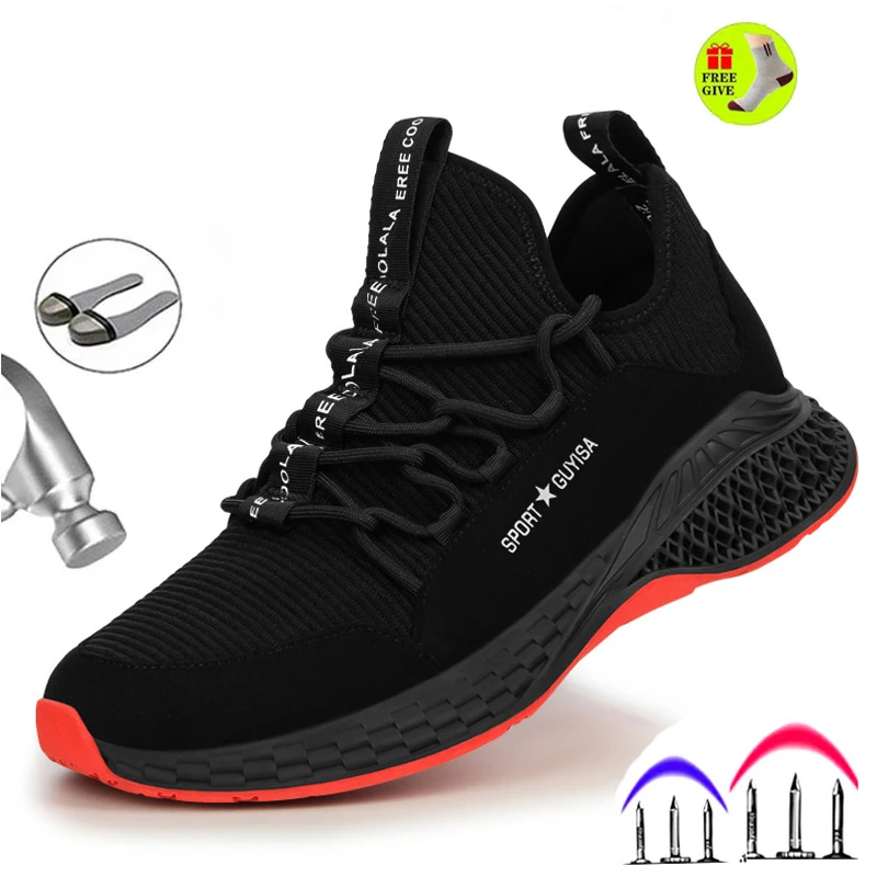 Unisex Steel Toe Safety Shoes for Men Breathable Mesh Industrial Construction Shoes Puncture Proof Safe Work Footwear 