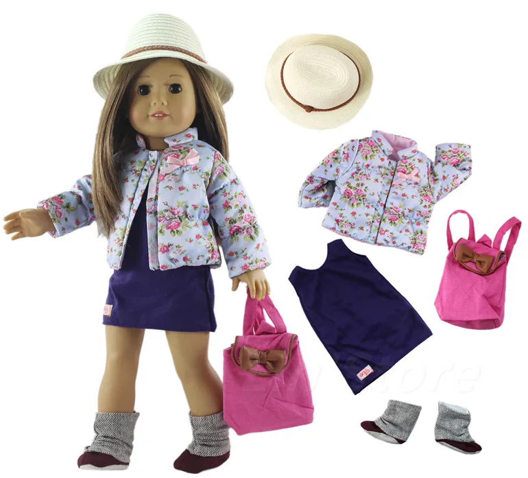 Модная кукольная одежда, набор игрушек, одежда для 1", американская кукла, повседневная одежда, много стилей на выбор, A030 - Цвет: 5 PCS Outfit B2