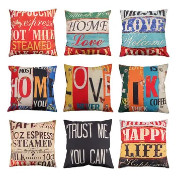 

45x45cm Cotton Linen Quote Cushion Creative Mediterranean Style Letters Pattern Day Gift Pillow Case Throw Pillow Cover