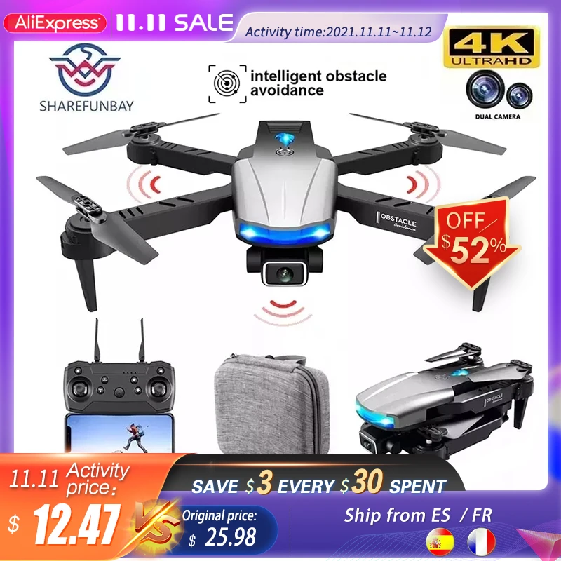 S85 Pro Rc Mini Drone 4k Profesional HD Dual Camera Fpv Drones With Infrared Obstacle Avoidance Helicopter Quadcopter Toys | Игрушки и