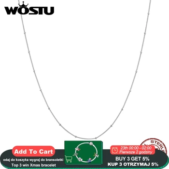 

WOSTU Genuine 925 Sterling Silver Small Beads Simple Necklace Platinum-Plated Chain Link For Women Fashion Jewelry Gift CQN391
