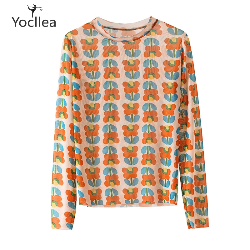 

2019 Summer t shirt Long sleee Mesh Thin basic Women Tops fairy Sunscreen inner Tee shirts fashion female clothing