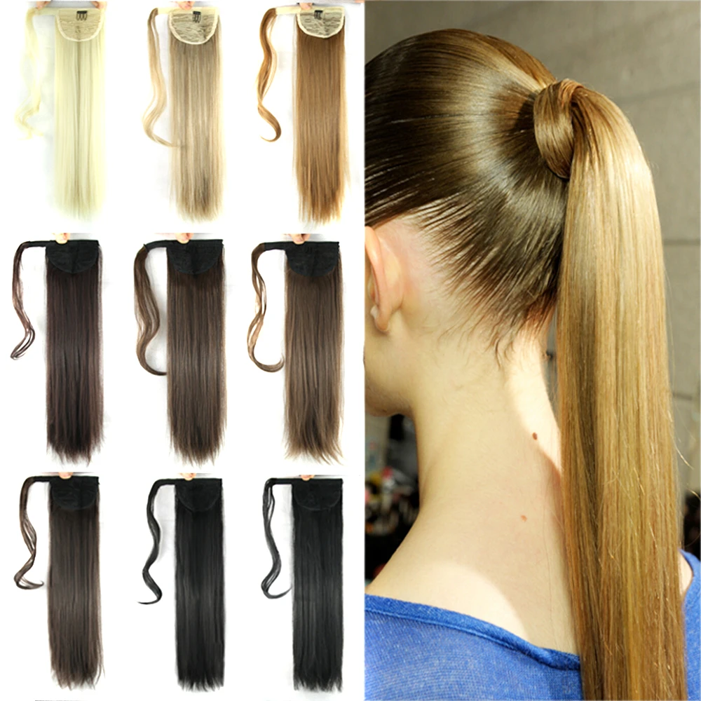Soowee длинные прямые высокотемпературные синтетические волосы для наращивания блонд конский хвост волосы шнурок конские хвосты