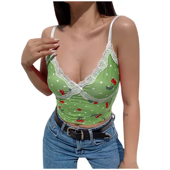 

2020 New Women Fashion Tank Sleeveless Casual Ladies Vest Strawberry Printed Slim Short Tank Tops Chaleco de mujer
