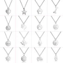 316L 40cm + Fatima Colar Gargantilha Jóias de Aço Inoxidável Coração Estrela Da Pata Do Cão Nunca Mudam de Lótus Colar de Pingente de Elefante cor(China)