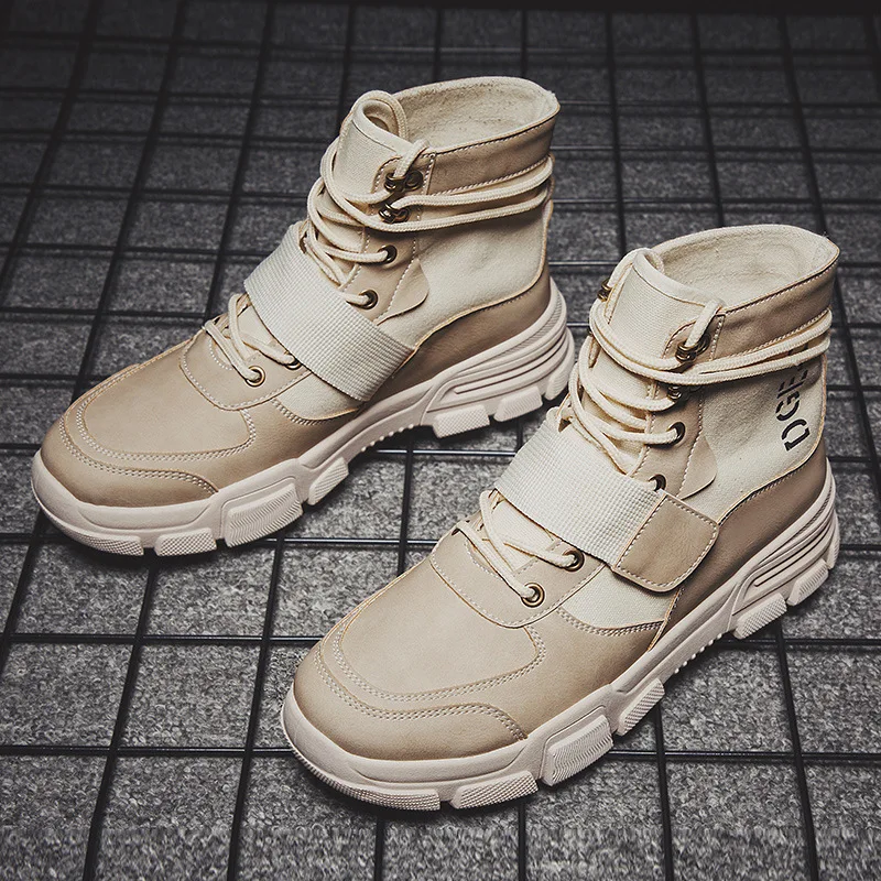 

2019 Autumn New Style Desert Boots Men's Hight-top Thick Bottomed MEN'S SHOES Retro Versatile Martin Boots England Solid Color M