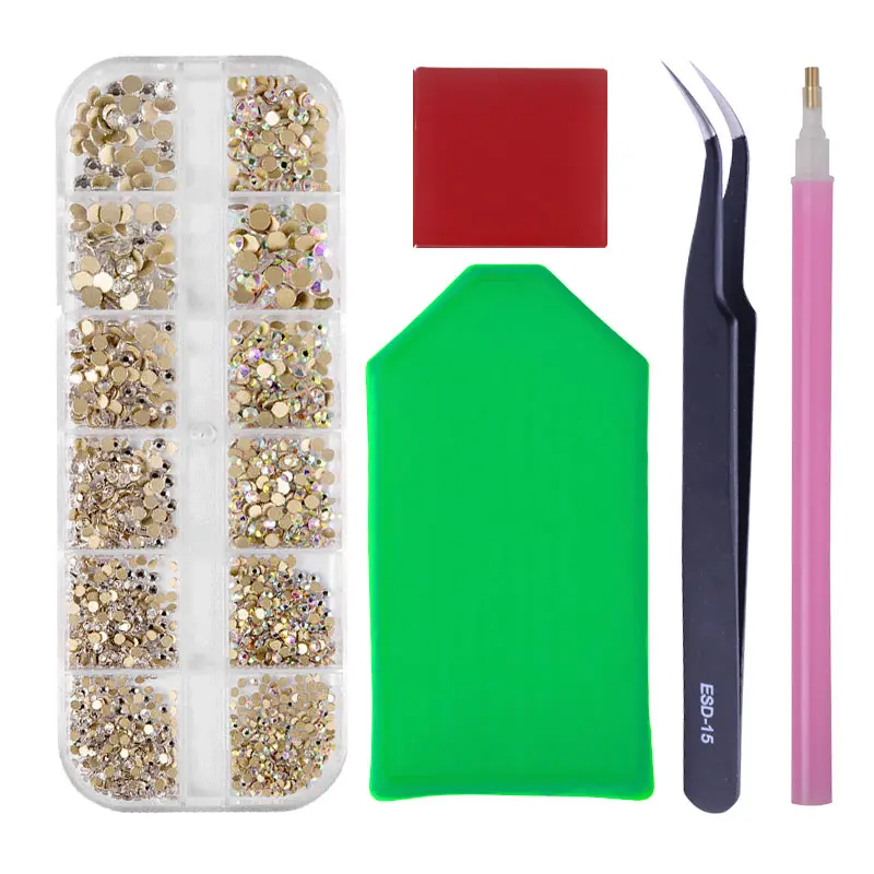 Блестящие стразы с четырьмя лилиями для ногтей, не исправляемые стеклянные кристаллы с плоской задней стороной, 3D набор украшений для дизайна ногтей, клей для накладных ногтей, клей