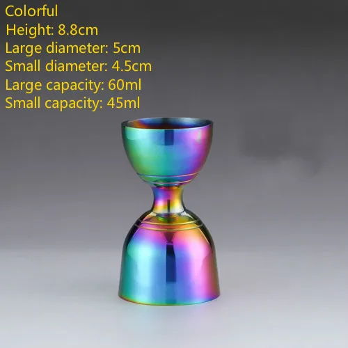 Colorful 4 цвета 45 60 мл индийское вино измерительное устройство металлический унций чашка измерительный стеклянный мерный стакан из нержавеющей стали Бар Инструмент Аксессуары - Цвет: Colorful