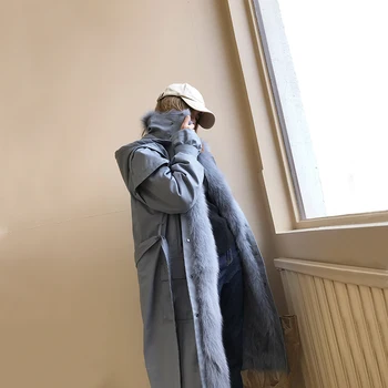 

Winter Coat Women Fox Fur Coat Real Fur Coat Women Jacket Korean Warm Parka for Womens Clothing Manteau Femme HX180525 YY829