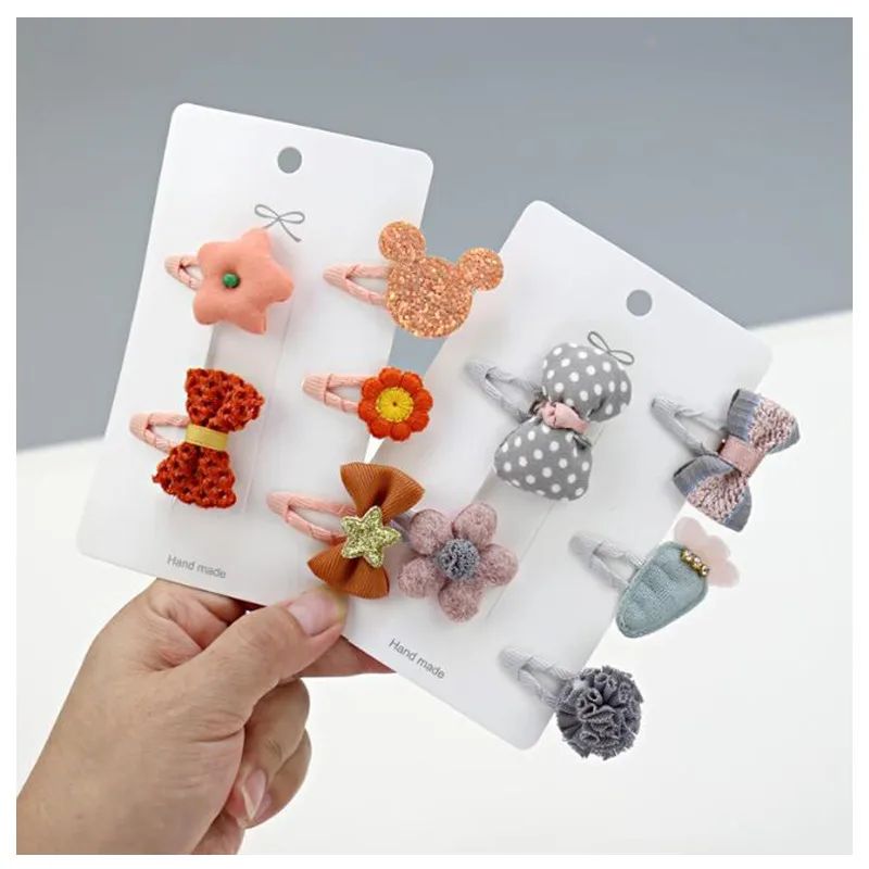 Girls Hair Accessories 5/6pcs/Set Hair Clips for Girls Baby Cute Cartoon Animal Kids Hairpins Flower Barrettes Headdress
