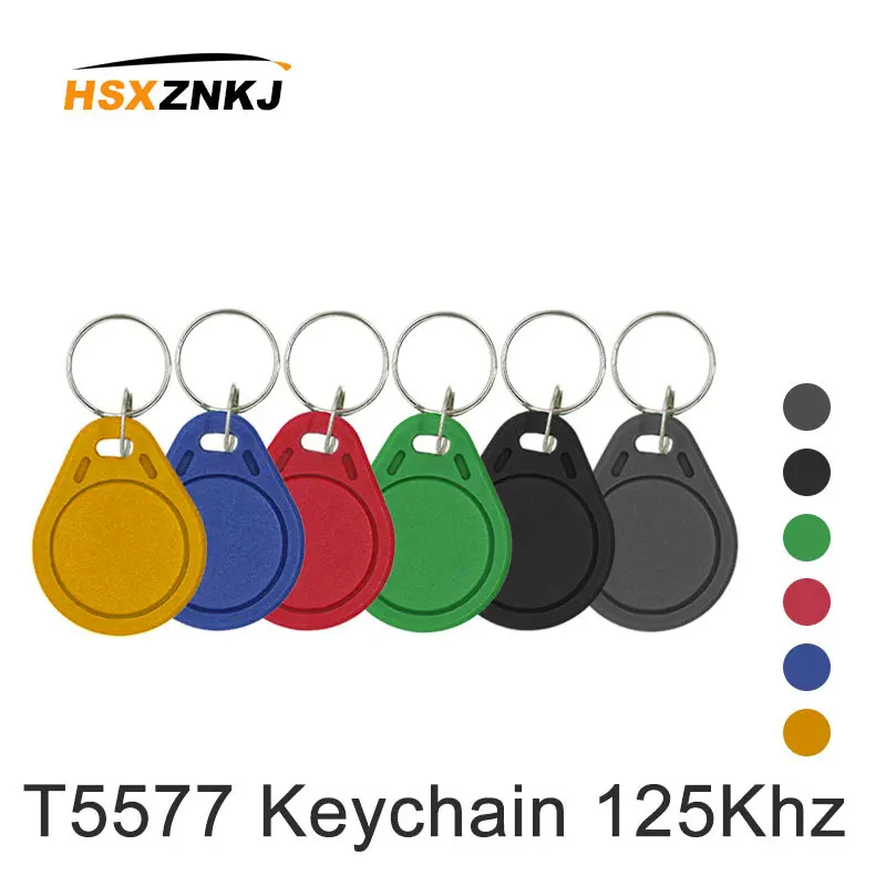 LLavero de tarjeta de acceso Em4305 T5577, etiqueta Rfid de Color aleatorio, Control de acceso, etiqueta adhesiva, 50/100 khz, Keyfobs, tarjeta de acceso, 10/125 colores