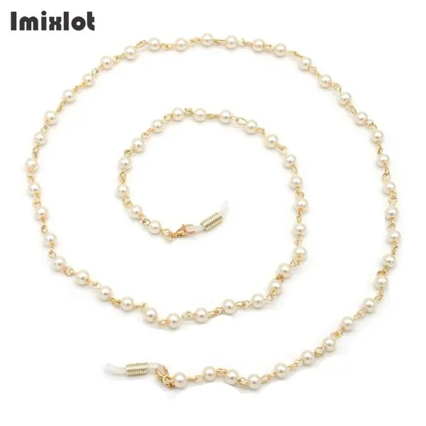 Imixlot 1 шт. мода имитация жемчуга бисером солнцезащитные очки для чтения цепочка для очков держатель шнура шейный ремень веревка для мужчин и женщин - Цвет: White