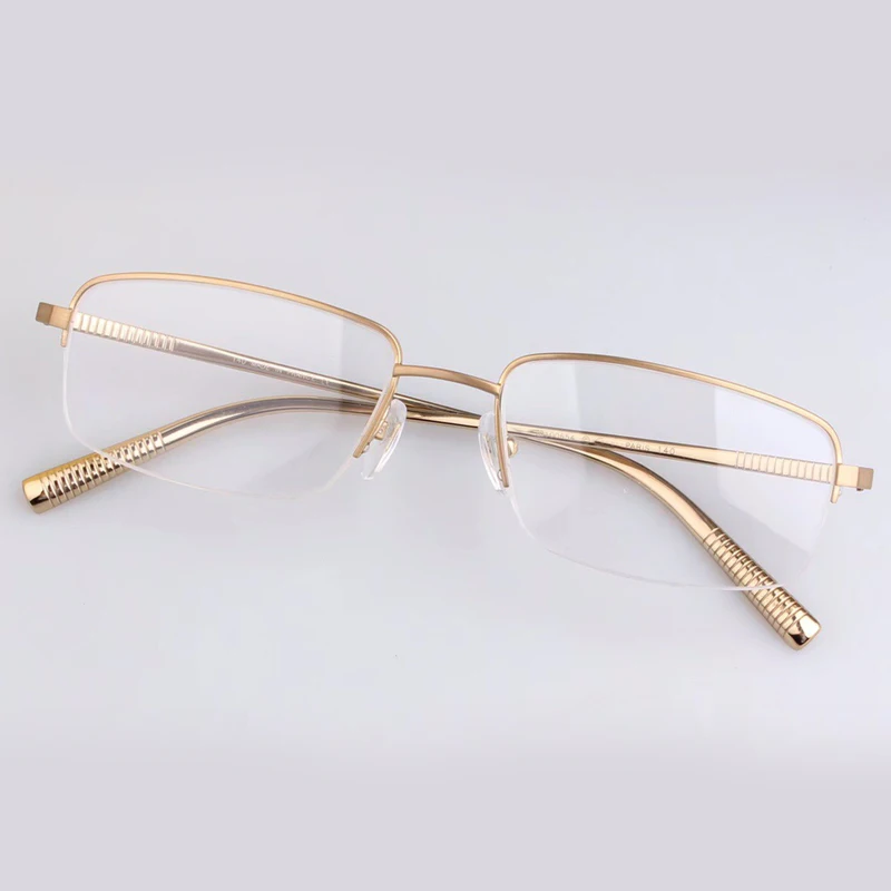 No2 Eyeglasses Половинная оправа из высококачественного сплава, оправа для очков для мужчин, фирменный дизайн с упаковочной коробкой, винтажная модная оправа для близорукости - Цвет оправы: No2 Eyeglasses