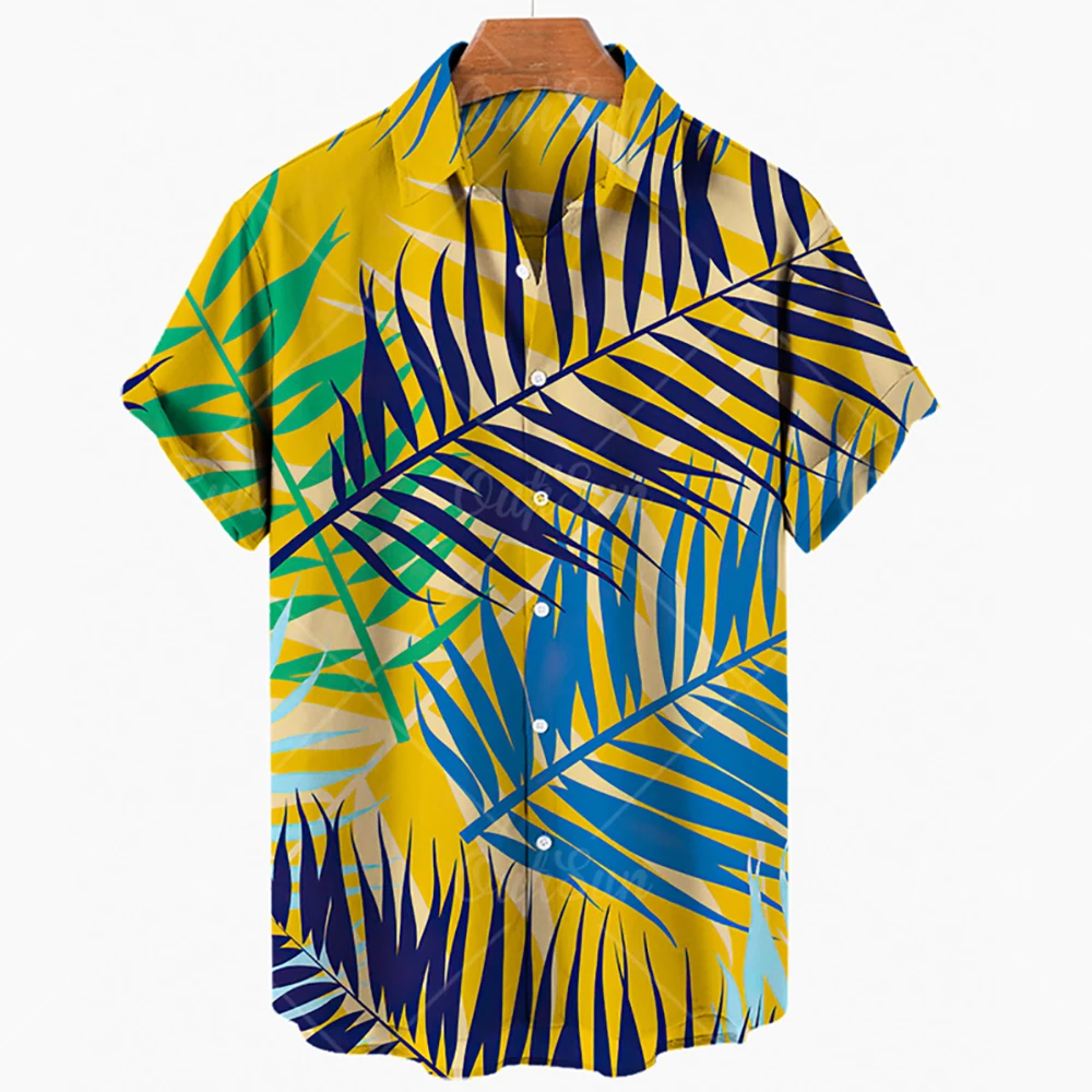 2022 Summer Hawaiian Shirt 3D T-shirt Retro shirt Coconut Tree Pattern Short Sleeve Man Camisa Vacation Casua Man T-shirt  Beach 3