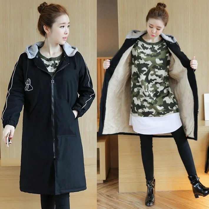 

Shanghai New Europe Sang 2020 Winter Medium-length Large Size Brushed And Thick Cotton-padded Jacket