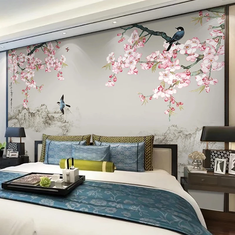 カスタム写真の壁紙中国風の3dクラシック桃の花の花壁画リビングルームの背景ウォール絵画3d 壁紙 Aliexpress カスタム写真の壁紙中国風の3dクラシック桃の花の花壁画リビングルームの背景ウォール絵画3d 壁紙 Aliexpress