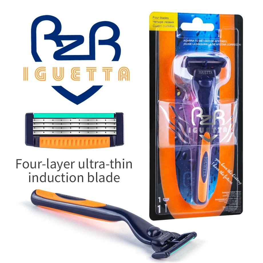 RZRIGUETTA Razor Men Quality Steel Blade 4 Layer Razor Blade Cartridge Shaving Razor For Men Beard 4