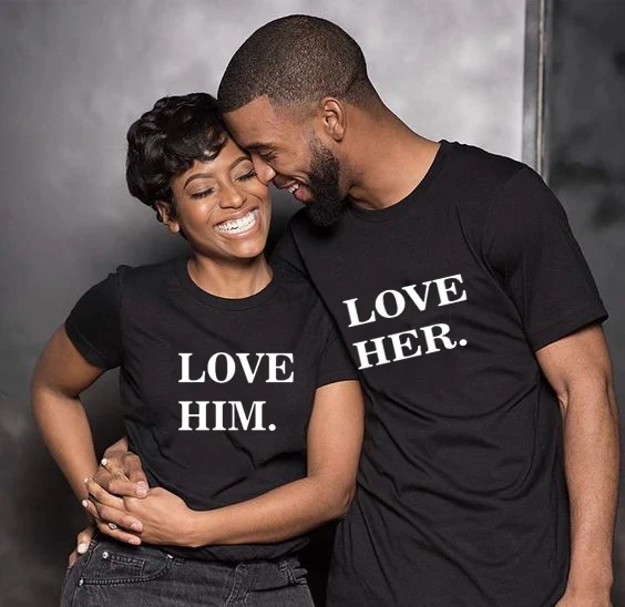 Couple Clothes Lovers Tee Shirt Femme Summer Matching Couples Tops Clothes Lovers Tee T Shirt Love Him Love Her Printing 1