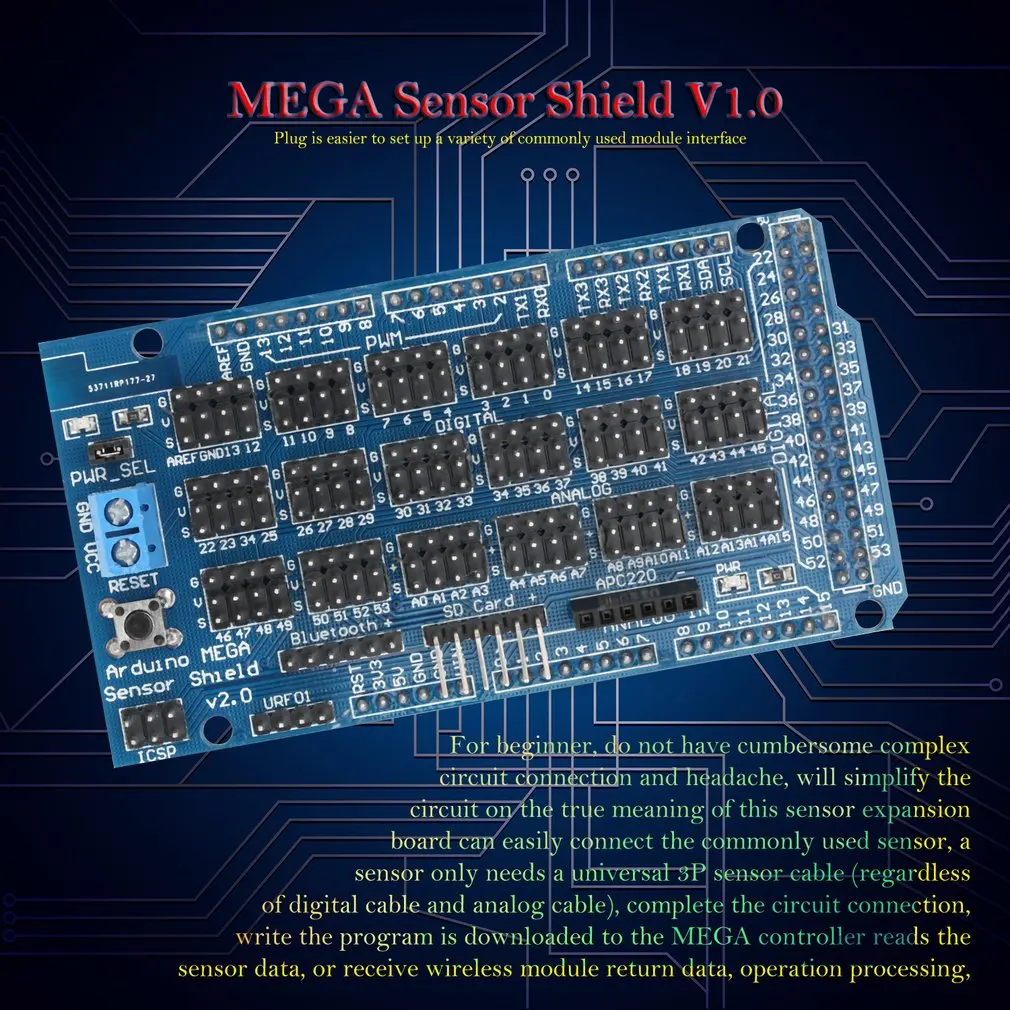 Датчик Mega модуль щит V1.0 для Arduino Сенсор Плата расширения Интерфейс специальный Extansion блоки электронный инструмент «сделай сам»