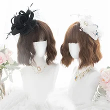 Косплей салон Лолита 30 см короткий коричневый Боб волнистые ежедневные челки милые вечерние Япония синтетические волосы косплей парик