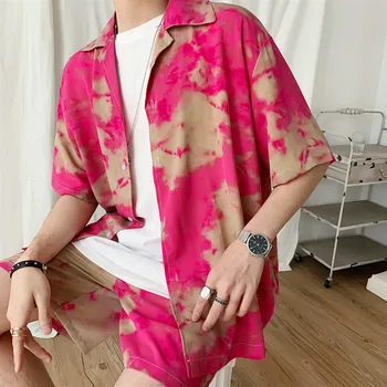 

Summer Tracksuit For Men Moda Hombre 2020 Special Shirt And Short Jogginganzug Herren Two Piece Set Men Loose Two-color Suit