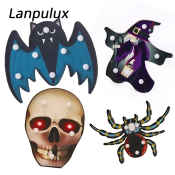 

Lanpulux Spider Pumpkin Bat Shape Night Lights Terror LED Luminous Table Lamp Ghost Festival Party Decor Halloween Lighting