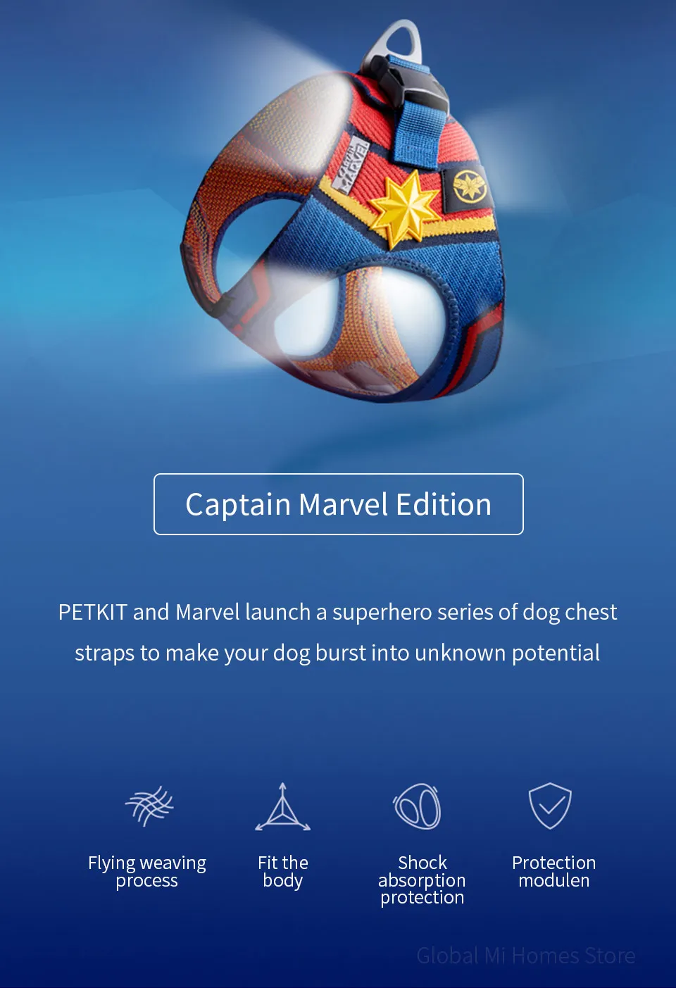 Xiaomi Youpin Marvel XIAOPEI PETKIT Летающий тканый нагрудный ремень для домашних животных собачий жилет-тип Тяговый канат