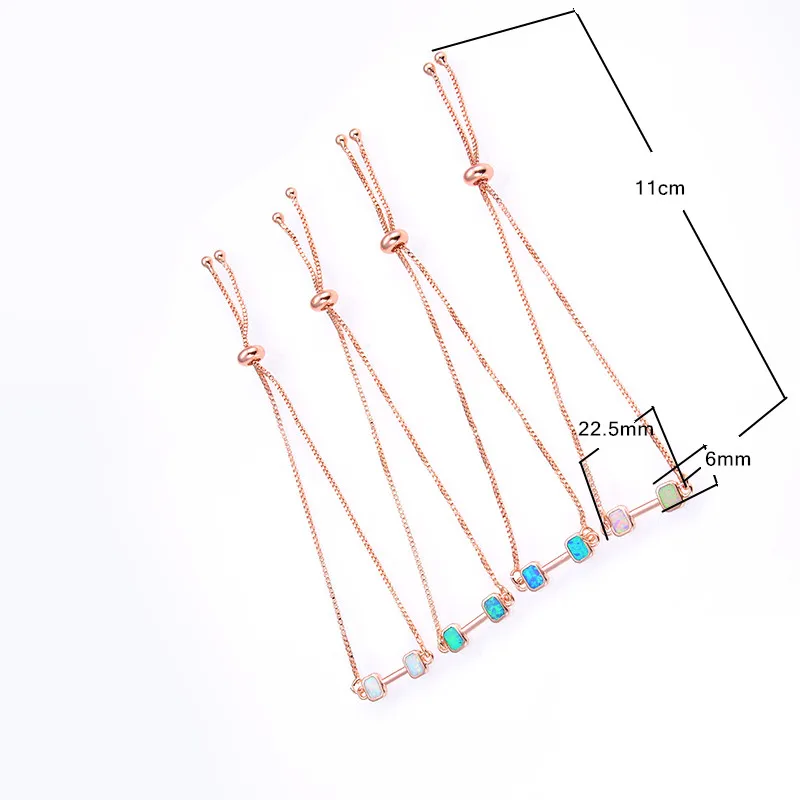 

KAMAF Exquisite fashion opal link chain bracelet CSJA adjustable dumbbell interval bracelet female accessories rose gold