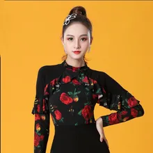 Сексуальная Одежда для танцев Топ для женщин ice silk Латинская Сальса Румба Танец Чача сценический костюм для практики yt1203