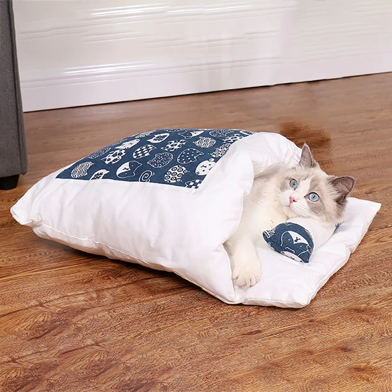 

Removable Dog Cat Bed Cat Sleeping Bag Sofas Mat Winter Warm Cat House Small Pet Bed Puppy Kennel Nest Cushion Pet Products