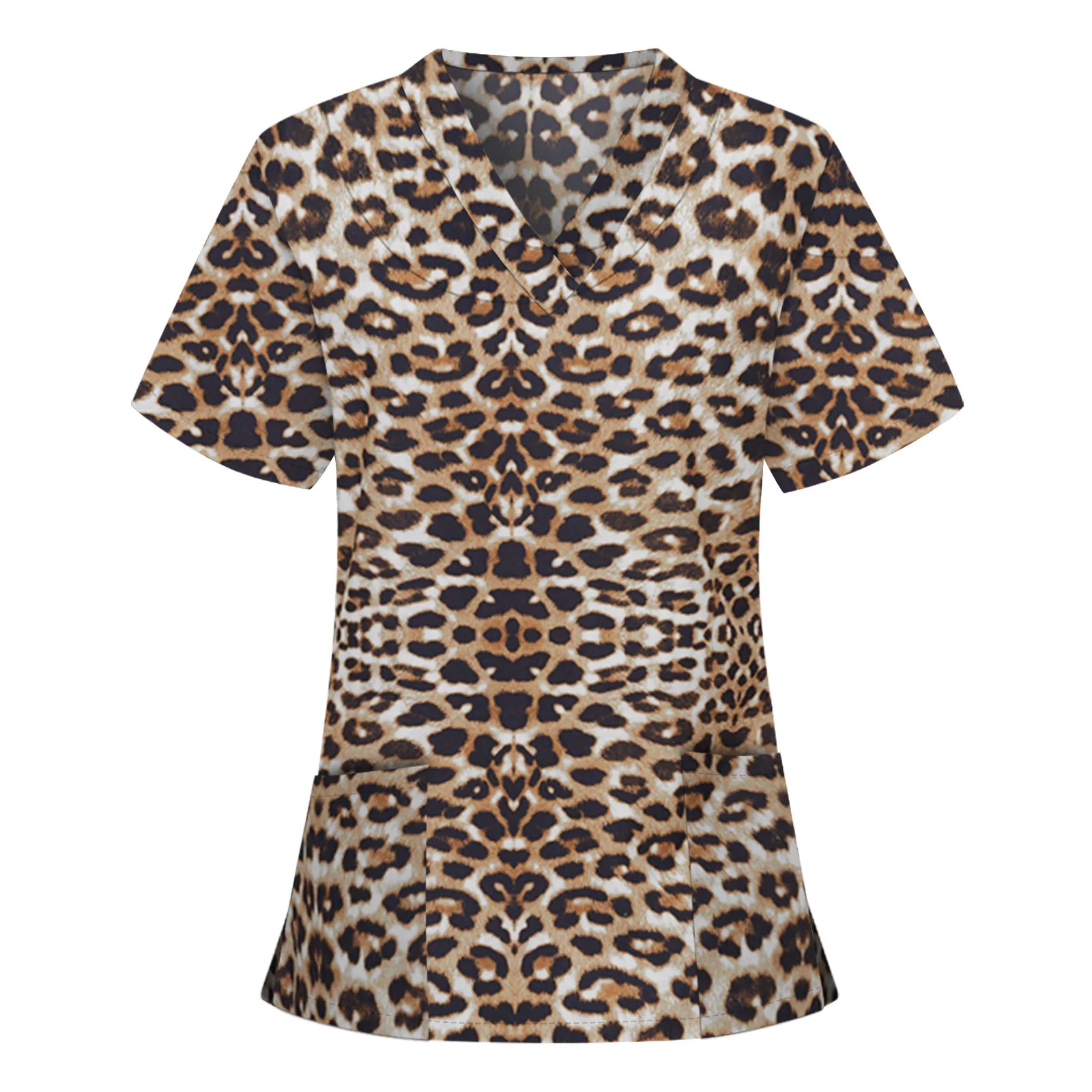 LeopardPrintWomenNurseUniformScrubsSerpentineWorkingUniform
