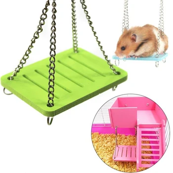 

Mini DIY Cute Parrot Hamster Small Swing Hanging Bed Shake Suspension House Props Pet Products Toy for Kids Model