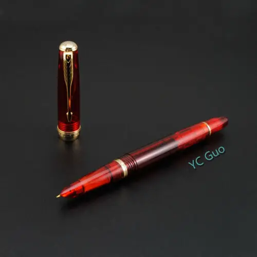 

2020 Wing Sung 618 Piston Red Fountain Pen Ink Pen Fine 0.5mm Nib Gold Clip Office school supplies penna stilografica