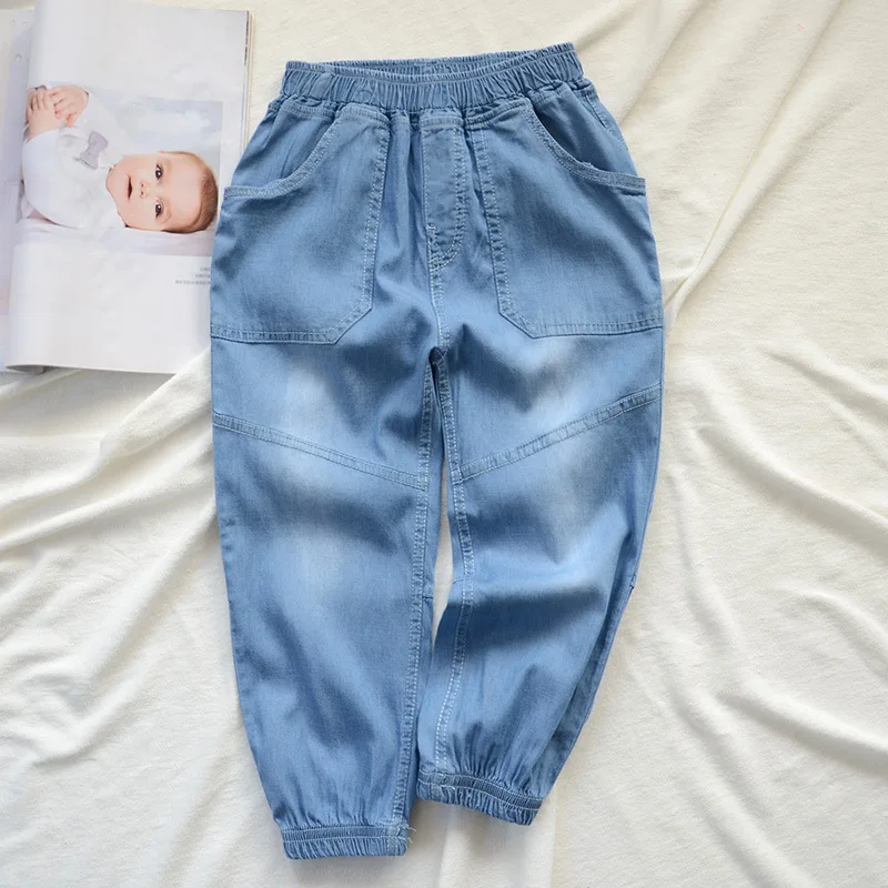 Summer New Products Children Korean-style Casual Tencel Cotton Trousers Men And Women Children Fashion Stretch Trousers