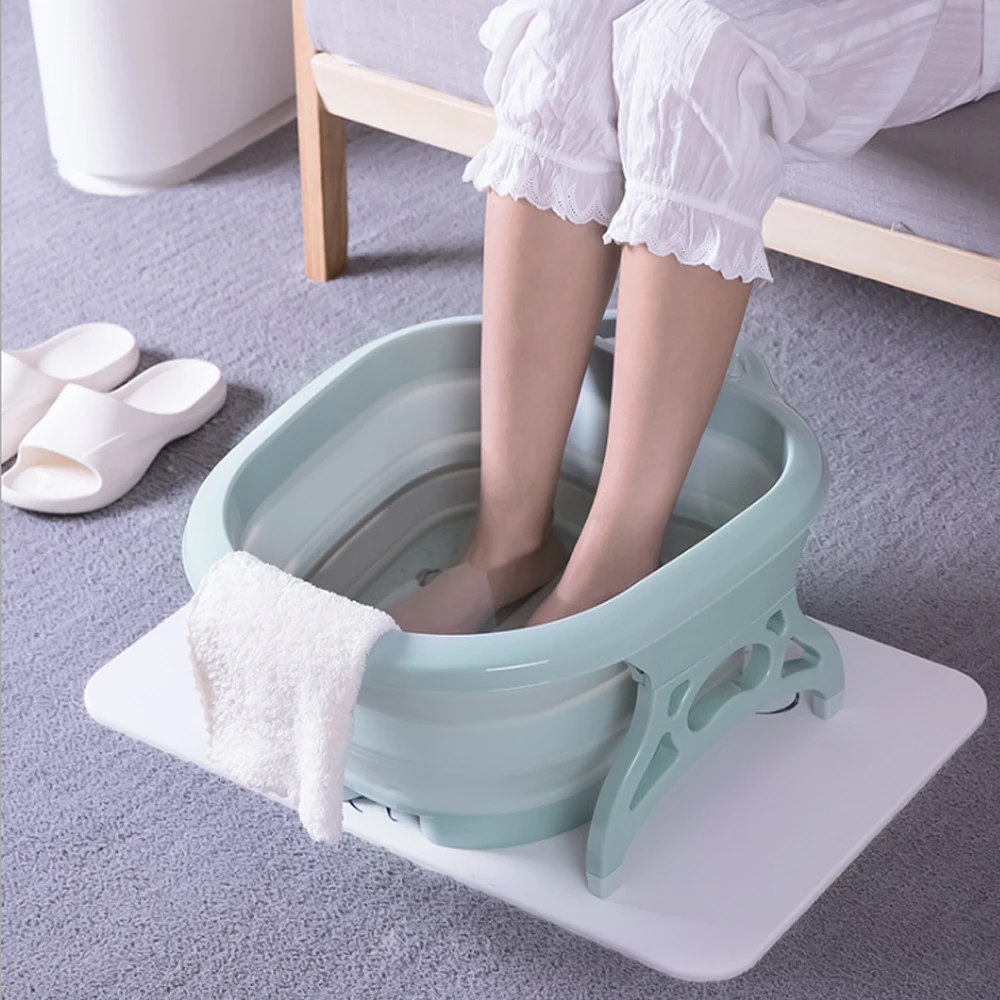 

Folding Foot Tub Portable Foot Wash Tub Massage Bucket Travel Folding Bucket with 4 Massage Balls Bathing Feet foot bath