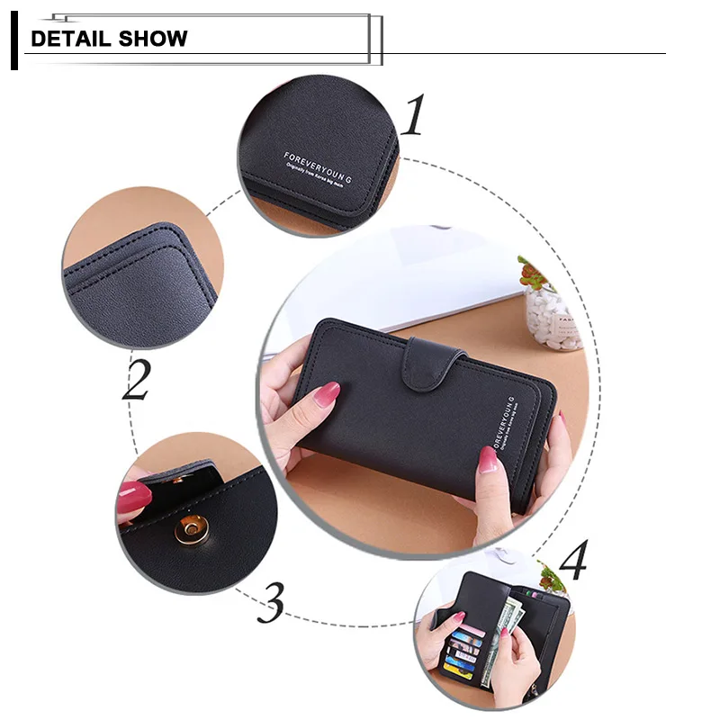 Повседневные женские кошельки, держатель для карт из искусственной кожи, мягкий Большой Вместительный короткий длинный клатч, Дамский кошелек для монет